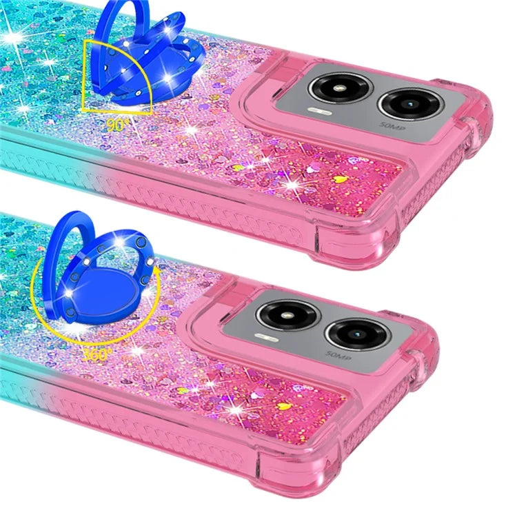 YB Quicksand Series-8 for Motorola Moto G Stylus 5G (2024) TPU Case Glitter Liquid Kickstand Phone Cover