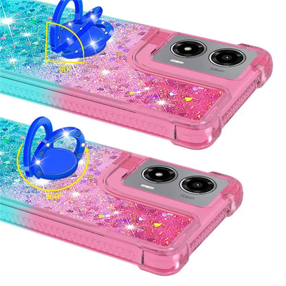 YB Quicksand Series-8 for Motorola Moto G Stylus 5G (2024) TPU Case Glitter Liquid Kickstand Phone Cover