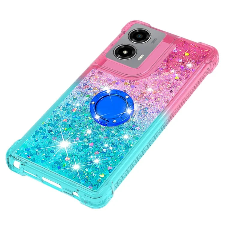 YB Quicksand Series-8 for Motorola Moto G Stylus 5G (2024) TPU Case Glitter Liquid Kickstand Phone Cover