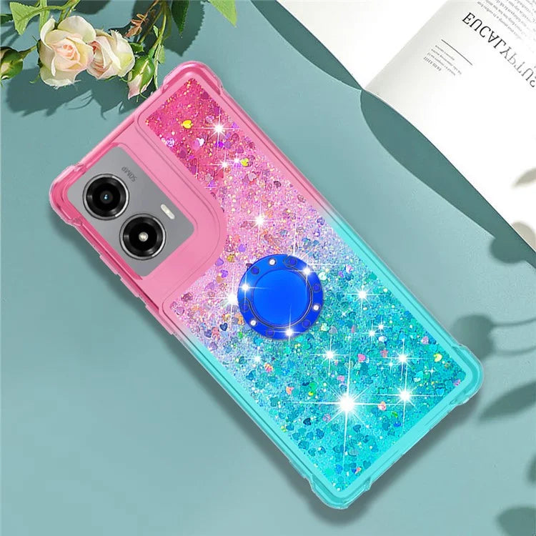 YB Quicksand Series-8 for Motorola Moto G Stylus 5G (2024) TPU Case Glitter Liquid Kickstand Phone Cover