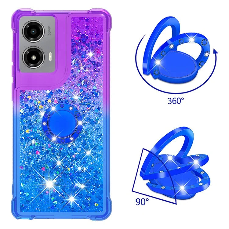 YB Quicksand Series-8 for Motorola Moto G Stylus 5G (2024) TPU Case Glitter Liquid Kickstand Phone Cover