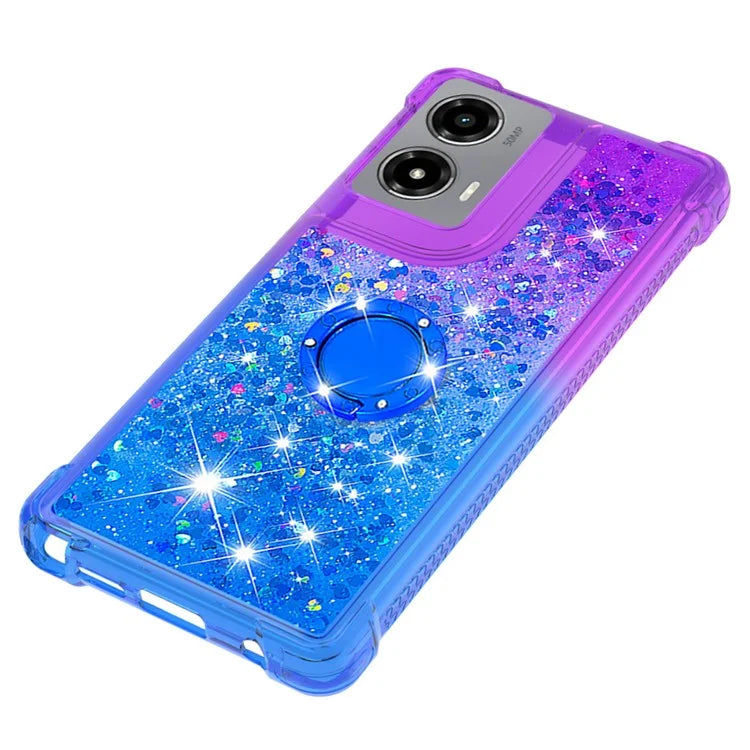 YB Quicksand Series-8 for Motorola Moto G Stylus 5G (2024) TPU Case Glitter Liquid Kickstand Phone Cover