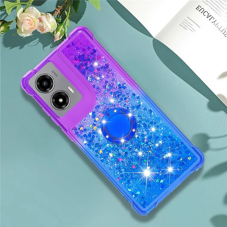YB Quicksand Series-8 for Motorola Moto G Stylus 5G (2024) TPU Case Glitter Liquid Kickstand Phone Cover