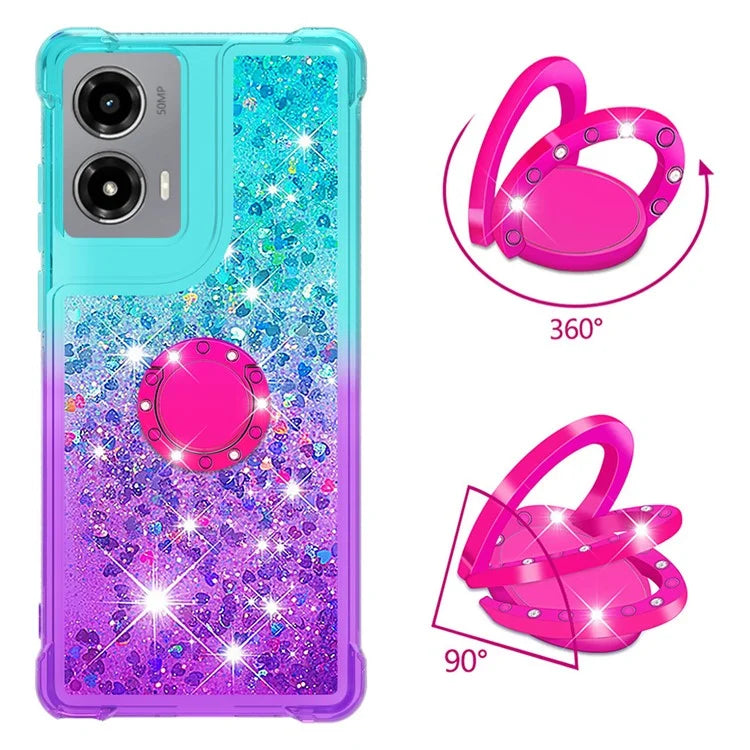 YB Quicksand Series-8 for Motorola Moto G Stylus 5G (2024) TPU Case Glitter Liquid Kickstand Phone Cover