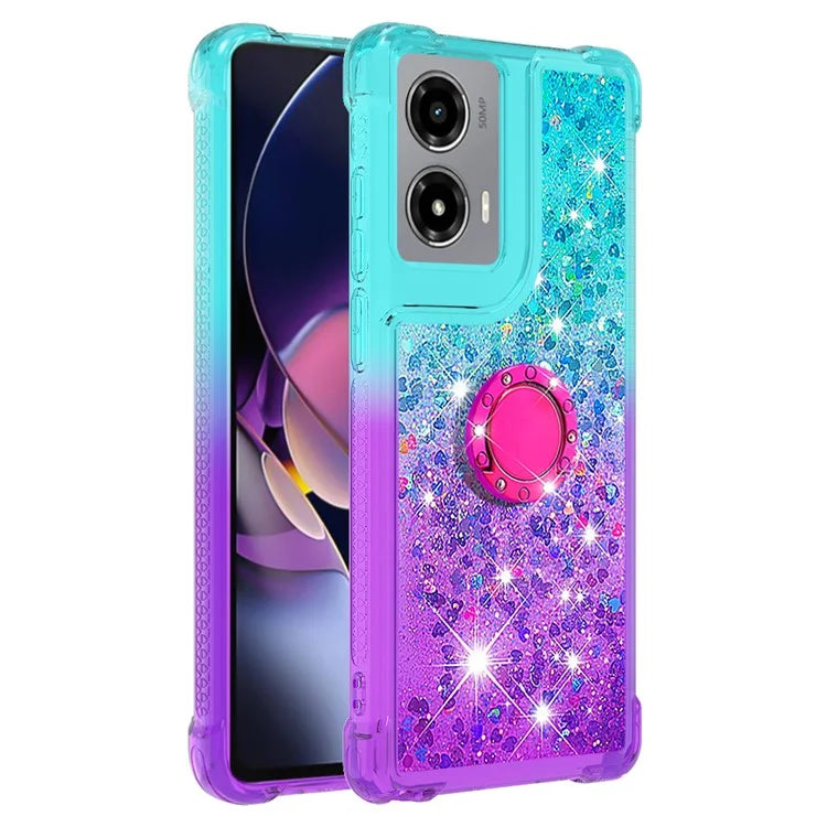 YB Quicksand Series-8 for Motorola Moto G Stylus 5G (2024) TPU Case Glitter Liquid Kickstand Phone Cover