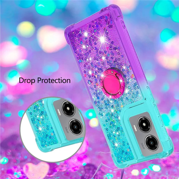YB Quicksand Series-8 for Motorola Moto G Stylus 5G (2024) TPU Case Glitter Liquid Kickstand Phone Cover
