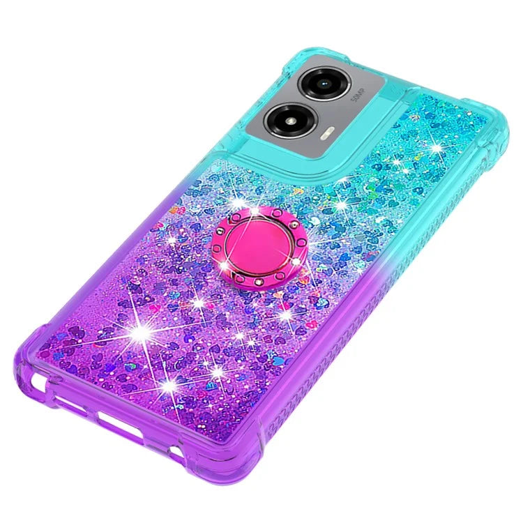 YB Quicksand Series-8 for Motorola Moto G Stylus 5G (2024) TPU Case Glitter Liquid Kickstand Phone Cover