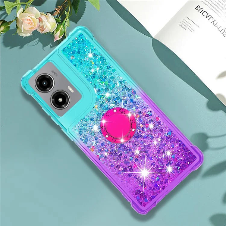 YB Quicksand Series-8 for Motorola Moto G Stylus 5G (2024) TPU Case Glitter Liquid Kickstand Phone Cover