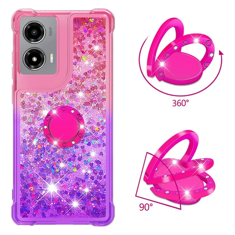 YB Quicksand Series-8 for Motorola Moto G Stylus 5G (2024) TPU Case Glitter Liquid Kickstand Phone Cover