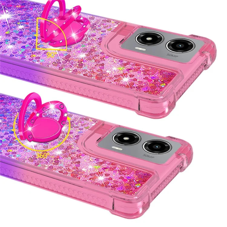YB Quicksand Series-8 for Motorola Moto G Stylus 5G (2024) TPU Case Glitter Liquid Kickstand Phone Cover