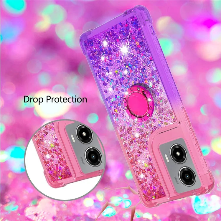 YB Quicksand Series-8 for Motorola Moto G Stylus 5G (2024) TPU Case Glitter Liquid Kickstand Phone Cover