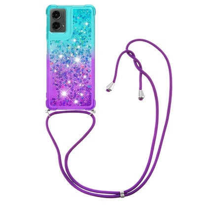 YB Quicksand Series-6 for Motorola Moto G Play 5G (2024) / Moto G 5G (2024) Lanyard Case Glitter Sequin TPU Phone Cover