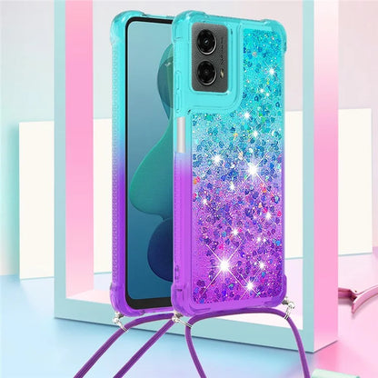 YB Quicksand Series-6 for Motorola Moto G Play 5G (2024) / Moto G 5G (2024) Lanyard Case Glitter Sequin TPU Phone Cover