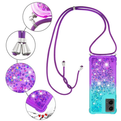 YB Quicksand Series-6 for Motorola Moto G Play 5G (2024) / Moto G 5G (2024) Lanyard Case Glitter Sequin TPU Phone Cover