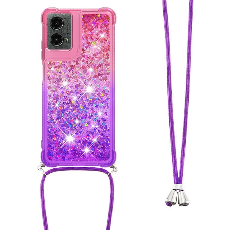 YB Quicksand Series-6 for Motorola Moto G Play 5G (2024) / Moto G 5G (2024) Lanyard Case Glitter Sequin TPU Phone Cover