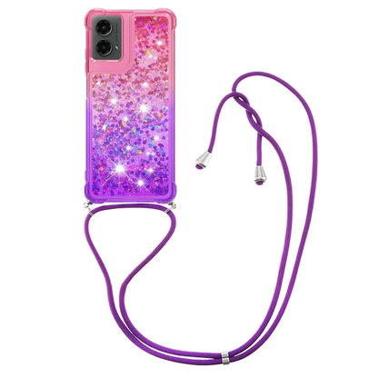 YB Quicksand Series-6 for Motorola Moto G Play 5G (2024) / Moto G 5G (2024) Lanyard Case Glitter Sequin TPU Phone Cover
