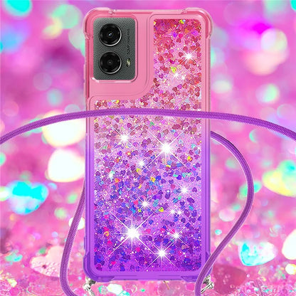 YB Quicksand Series-6 for Motorola Moto G Play 5G (2024) / Moto G 5G (2024) Lanyard Case Glitter Sequin TPU Phone Cover