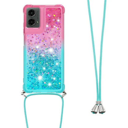 YB Quicksand Series-6 for Motorola Moto G Play 5G (2024) / Moto G 5G (2024) Lanyard Case Glitter Sequin TPU Phone Cover
