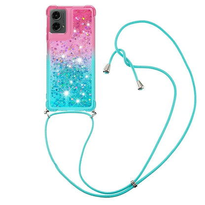 YB Quicksand Series-6 for Motorola Moto G Play 5G (2024) / Moto G 5G (2024) Lanyard Case Glitter Sequin TPU Phone Cover