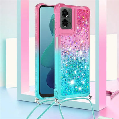 YB Quicksand Series-6 for Motorola Moto G Play 5G (2024) / Moto G 5G (2024) Lanyard Case Glitter Sequin TPU Phone Cover