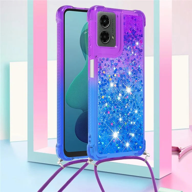 YB Quicksand Series-6 for Motorola Moto G Play 5G (2024) / Moto G 5G (2024) Lanyard Case Glitter Sequin TPU Phone Cover