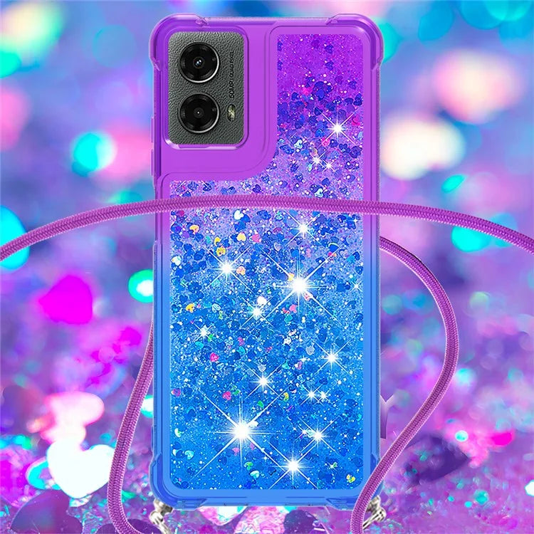 YB Quicksand Series-6 for Motorola Moto G Play 5G (2024) / Moto G 5G (2024) Lanyard Case Glitter Sequin TPU Phone Cover