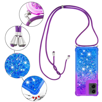 YB Quicksand Series-6 for Motorola Moto G Play 5G (2024) / Moto G 5G (2024) Lanyard Case Glitter Sequin TPU Phone Cover