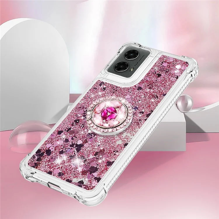 YB Quicksand Series-7 For Motorola Moto G Play 5G (2024) / Moto G 5G (2024) Kickstand Case Shiny Sequins TPU Cover