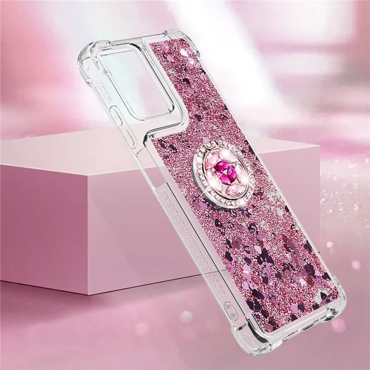 YB Quicksand Series-7 For Motorola Moto G Play 5G (2024) / Moto G 5G (2024) Kickstand Case Shiny Sequins TPU Cover