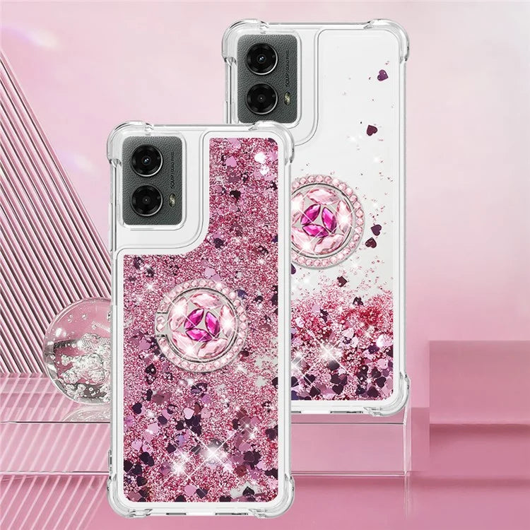 YB Quicksand Series-7 For Motorola Moto G Play 5G (2024) / Moto G 5G (2024) Kickstand Case Shiny Sequins TPU Cover