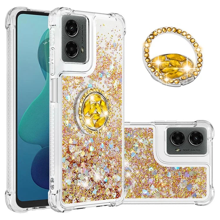 YB Quicksand Series-7 For Motorola Moto G Play 5G (2024) / Moto G 5G (2024) Kickstand Case Shiny Sequins TPU Cover