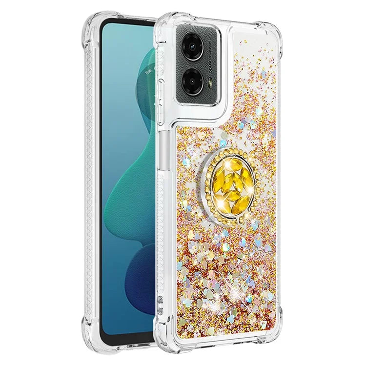 YB Quicksand Series-7 For Motorola Moto G Play 5G (2024) / Moto G 5G (2024) Kickstand Case Shiny Sequins TPU Cover