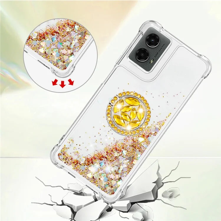 YB Quicksand Series-7 For Motorola Moto G Play 5G (2024) / Moto G 5G (2024) Kickstand Case Shiny Sequins TPU Cover