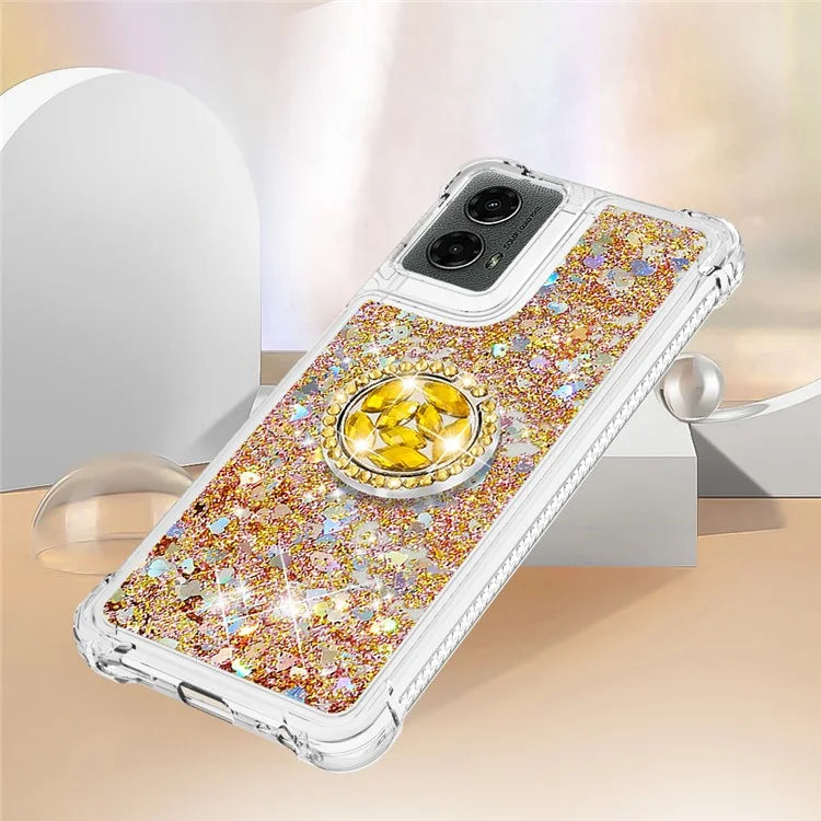 YB Quicksand Series-7 For Motorola Moto G Play 5G (2024) / Moto G 5G (2024) Kickstand Case Shiny Sequins TPU Cover