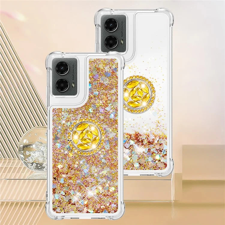 YB Quicksand Series-7 For Motorola Moto G Play 5G (2024) / Moto G 5G (2024) Kickstand Case Shiny Sequins TPU Cover