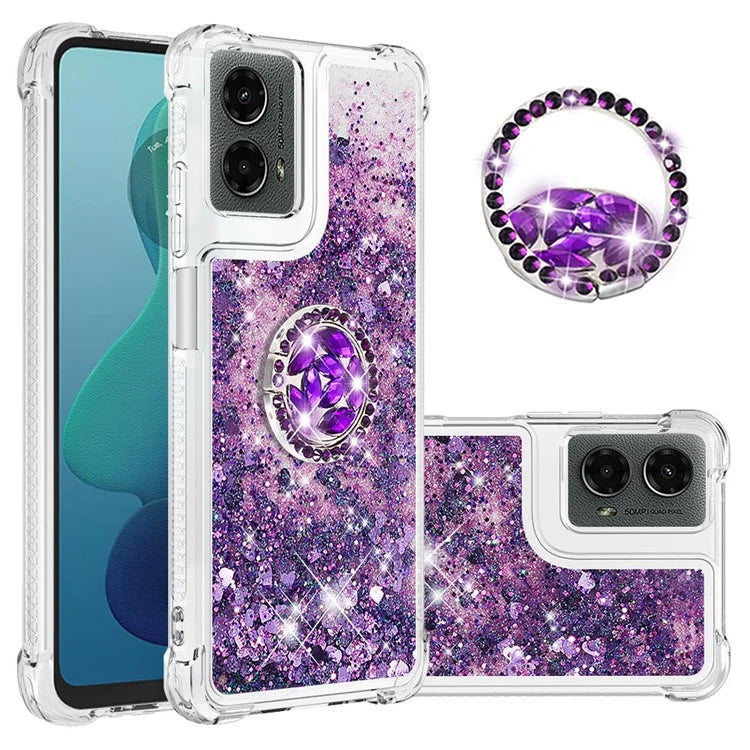 YB Quicksand Series-7 For Motorola Moto G Play 5G (2024) / Moto G 5G (2024) Kickstand Case Shiny Sequins TPU Cover