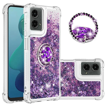 YB Quicksand Series-7 For Motorola Moto G Play 5G (2024) / Moto G 5G (2024) Kickstand Case Shiny Sequins TPU Cover