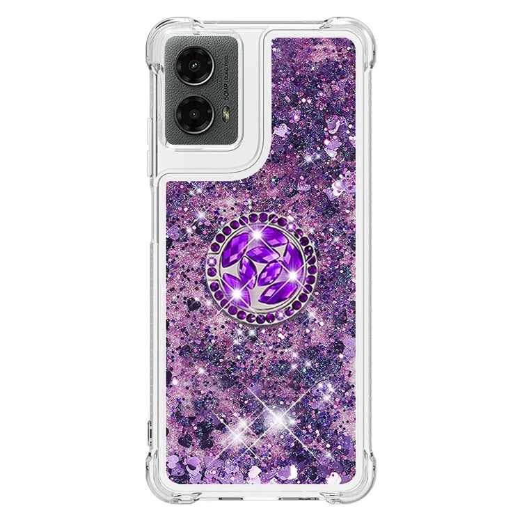YB Quicksand Series-7 For Motorola Moto G Play 5G (2024) / Moto G 5G (2024) Kickstand Case Shiny Sequins TPU Cover