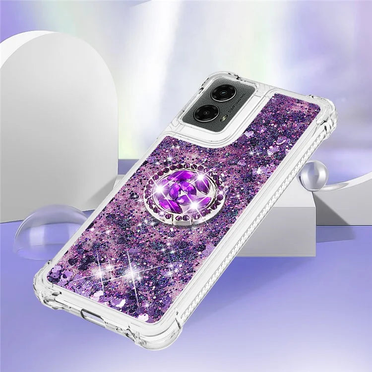 YB Quicksand Series-7 For Motorola Moto G Play 5G (2024) / Moto G 5G (2024) Kickstand Case Shiny Sequins TPU Cover