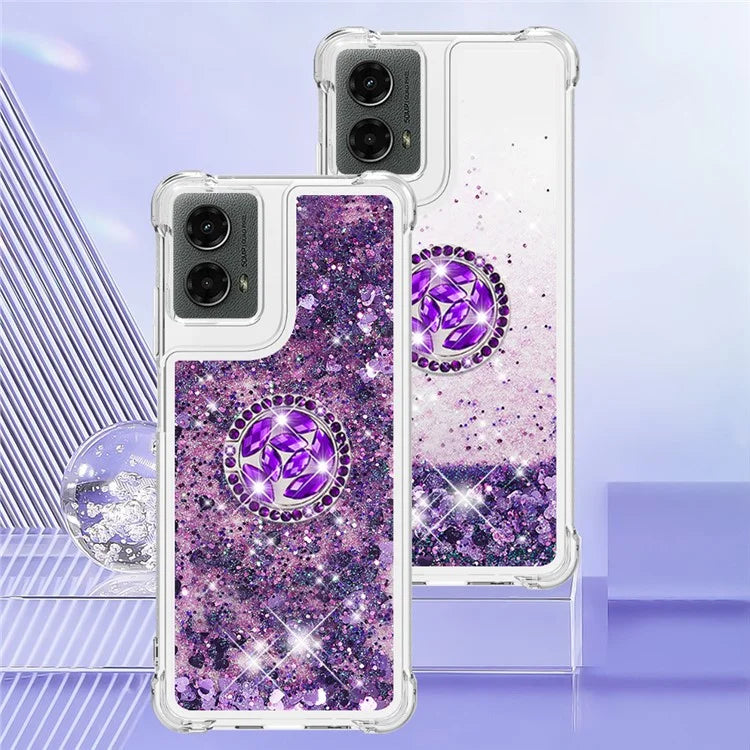 YB Quicksand Series-7 For Motorola Moto G Play 5G (2024) / Moto G 5G (2024) Kickstand Case Shiny Sequins TPU Cover