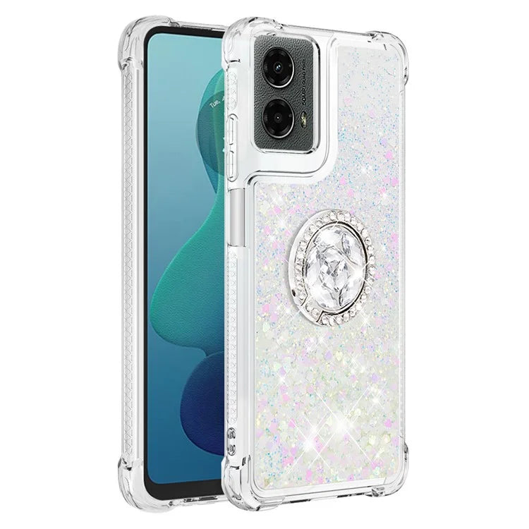 YB Quicksand Series-7 For Motorola Moto G Play 5G (2024) / Moto G 5G (2024) Kickstand Case Shiny Sequins TPU Cover