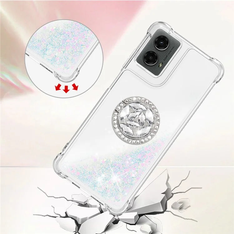YB Quicksand Series-7 For Motorola Moto G Play 5G (2024) / Moto G 5G (2024) Kickstand Case Shiny Sequins TPU Cover