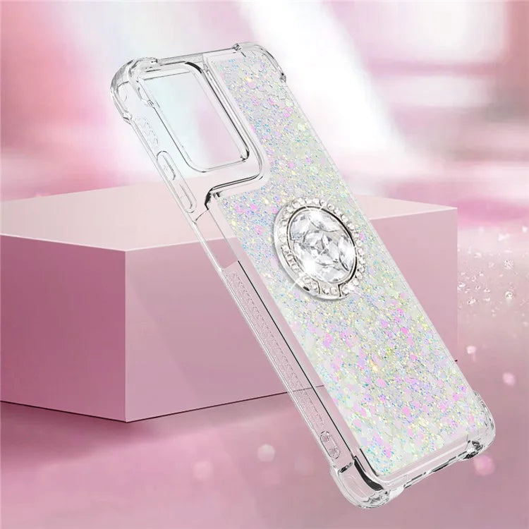 YB Quicksand Series-7 For Motorola Moto G Play 5G (2024) / Moto G 5G (2024) Kickstand Case Shiny Sequins TPU Cover