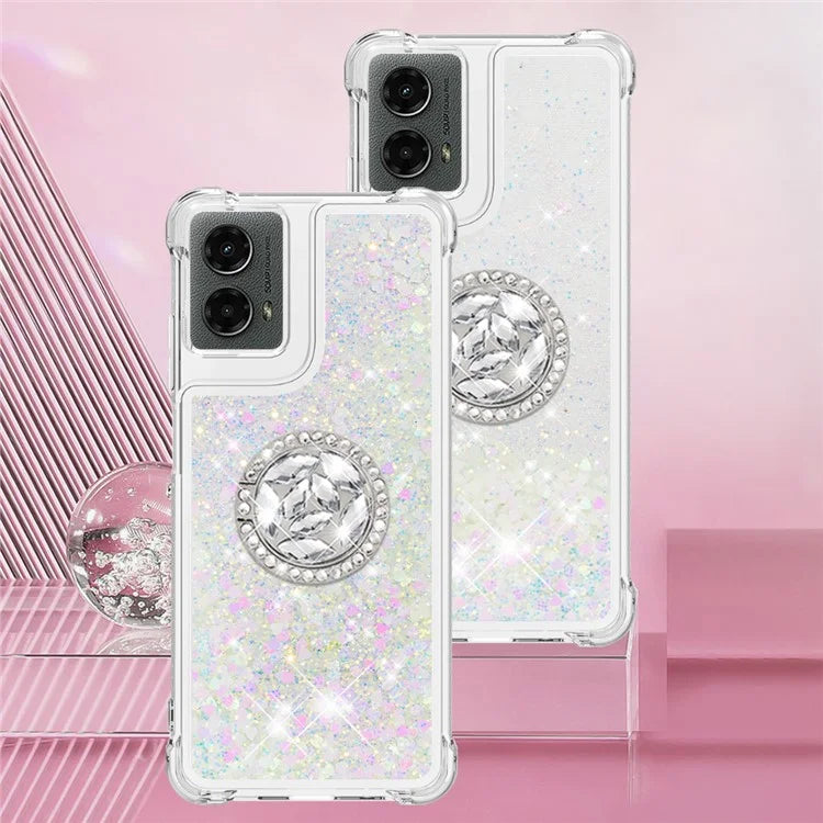 YB Quicksand Series-7 For Motorola Moto G Play 5G (2024) / Moto G 5G (2024) Kickstand Case Shiny Sequins TPU Cover