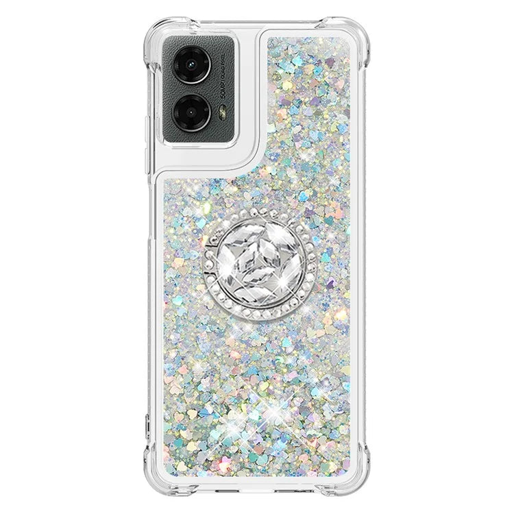 YB Quicksand Series-7 For Motorola Moto G Play 5G (2024) / Moto G 5G (2024) Kickstand Case Shiny Sequins TPU Cover