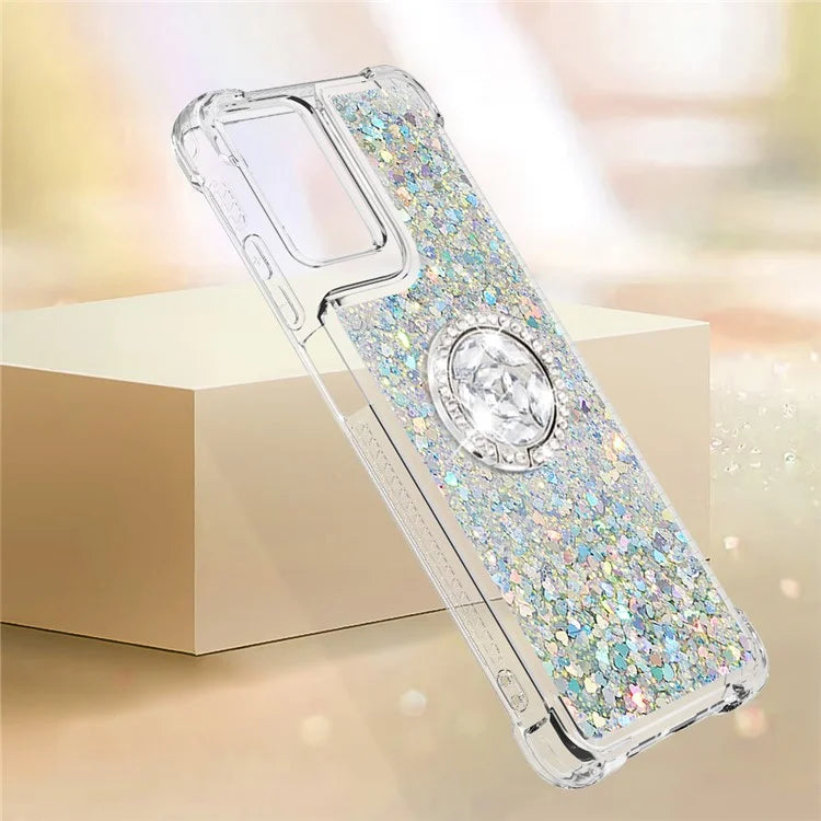 YB Quicksand Series-7 For Motorola Moto G Play 5G (2024) / Moto G 5G (2024) Kickstand Case Shiny Sequins TPU Cover