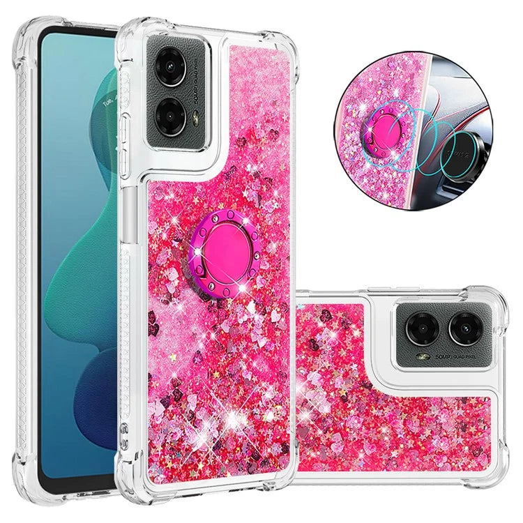 YB Quicksand Series-7 For Motorola Moto G Play 5G (2024) / Moto G 5G (2024) Kickstand Case Shiny Sequins TPU Cover