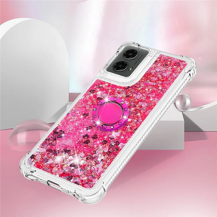 YB Quicksand Series-7 For Motorola Moto G Play 5G (2024) / Moto G 5G (2024) Kickstand Case Shiny Sequins TPU Cover