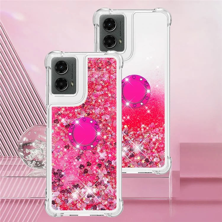 YB Quicksand Series-7 For Motorola Moto G Play 5G (2024) / Moto G 5G (2024) Kickstand Case Shiny Sequins TPU Cover