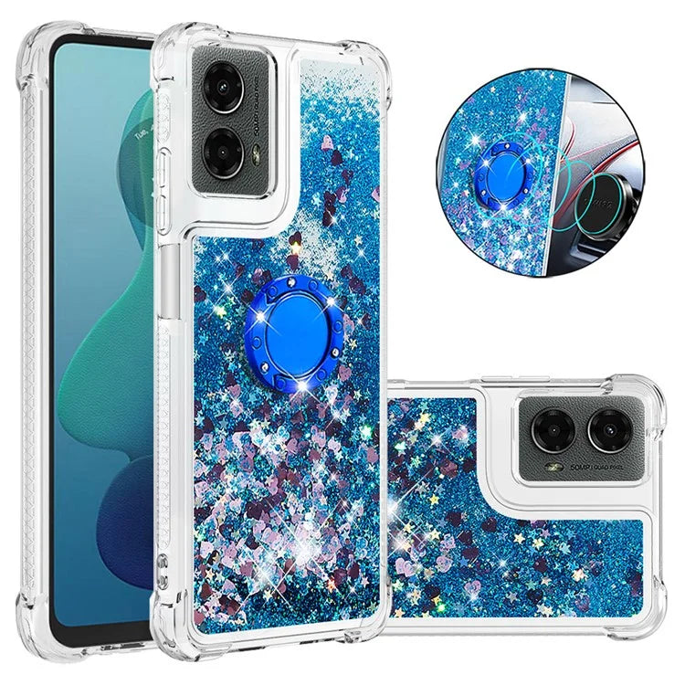 YB Quicksand Series-7 For Motorola Moto G Play 5G (2024) / Moto G 5G (2024) Kickstand Case Shiny Sequins TPU Cover